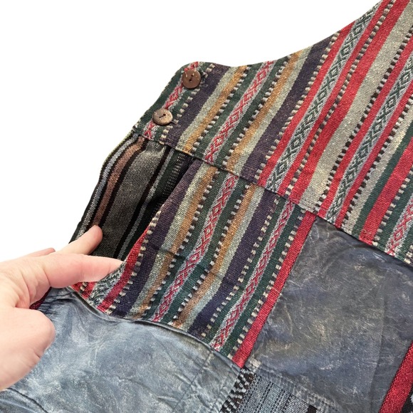 Jayli Vintage Bohemian Patchwork Wide Leg Overalls Boho Festival Hippie NWT New - Picture 3 of 15